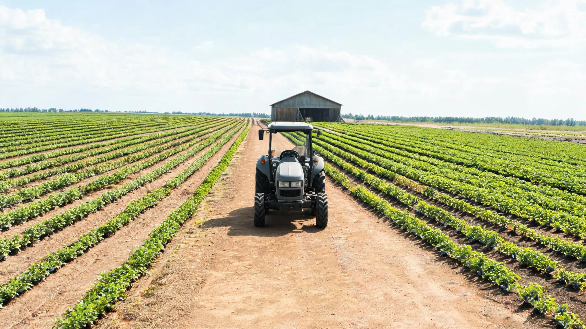 Small tractor in an agricultural nursery